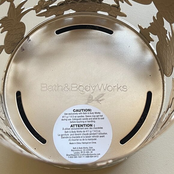 Bath & Body Works Pineapple Plumeria Flower Candle Holder Sleeve 3 Wick Pedestal - Picture 4 of 6